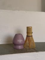 Matcha tea tools Pink with small black dots