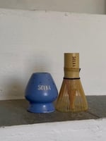 Matcha tea tools blue with small black dots