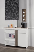 ركن قهوة أبيض/اسود وخشبي عصري