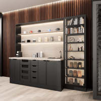 ركن القهوة فاخرة, مع أرفف عرض وإضاءة مخفية