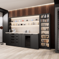 ركن القهوة فاخرة, مع أرفف عرض وإضاءة مخفية