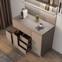 ركن قهوة أنيق بتصميم عصري, درج محصول و اكواب مع رف...