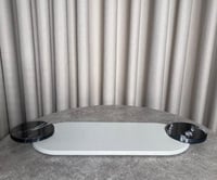 صينية تقديم/ديكور جلد و رخام طبيعي