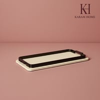 صينية تقديم جلد باللون البيج