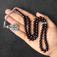 سبحة زعفران حرباء طربزونة وفواصل فضة 8.3 ملم