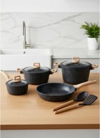 طقم اواني طهي قدور ومقالي جرانيت، 9 قطع، من توب شي...