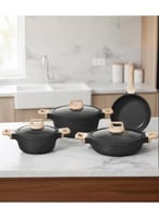 طقم ادوات طهي مكون من قدور ومقالي جرانيت، 7 قطع، م...