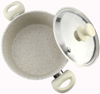 طقم قدور الجرانيت الأمل 15 قطعة لون بيج