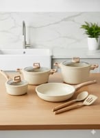 طقم اواني طهي قدور ومقالي جرانيت، 9 قطع، من توب شي...