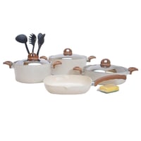 طقم قدور جرانيت الأمل 13 قطعة يد خشبي