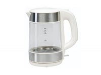 غلاية ماء زجاج بادريق، 1.7 لتر، لون أبيض وشفاف