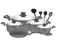 افضل قدور جرانيت الأمل طقم 15 قطعة غطاء استيل