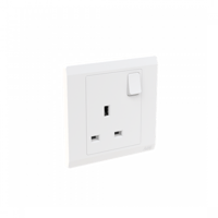 فيش 13 أمبير مفرد ثنائي القطبية اينورا - أبيض