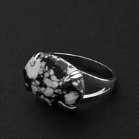 خاتم ملكي مخالب فضه عيار 925 -كت دايموند اسود وابي...