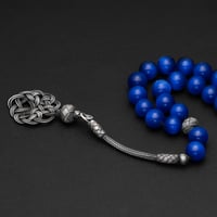 سبحة حجر شكة فضه - صدفي ازرق