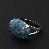 خاتم ملكي مخالب فضه عيار 925 -كت دايموند فيروزي مع...