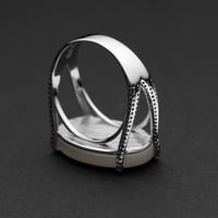 خاتم ملكي فضة عيار 925 بمقبض مُنقط - صدف