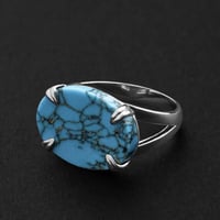 خاتم ملكي مخالب فضه عيار 925 - فيروزي مذهب