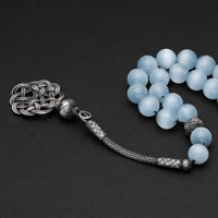 سبحة حجر شكة فضه - صدفي ابيض