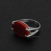 خاتم ملكي بمقبض عيار 925 - عنابي كبدي