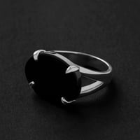 خاتم ملكي مخالب فضه عيار 925 - اسود