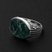 خاتم عثماني مودرن فضه عيار 925 - اخضر مموج
