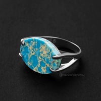 خاتم ملكي بمقبض عيار 925 - سمائي