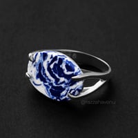 خاتم ملكي بمقبض عيار 925 - ازرق معرق