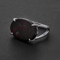 خاتم ملكي فضة عيار 925 بمقبض مُنقط - احمر معرق