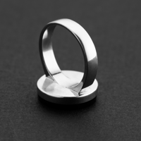 خاتم ملكي دائري بارز فضة عيار 925 - كحلي