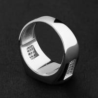 خاتم بتصميم كلاسيكي زركون فضة عيار 925 - كحلي