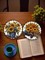 ستيكرات وملصقات عباد الشمس (١٢ ملصق دائري )