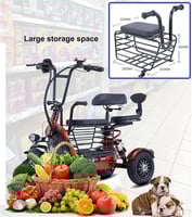 سكوتر كهربائي ثلاث مقاعد لكبار السن والبالغين – ثل...