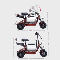 سكوتر كهربائي ثلاث مقاعد لكبار السن والبالغين – ثل...