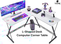 طاولة قيمنق - مكتب كمبيوتر بتصميم على شكل حرف L مو...