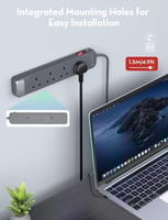 توصيلة راف باور 4 منافذ بقوة 3150 واط - رمادي