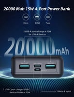 باور بانك راف باور بايونير 20000 ملي امبير بقوة 15...