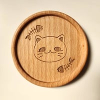 قاعدة أكواب خشبية - Fish Bone Cat