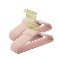 علاق ملابس مخمل لون وردي راس ذهبي