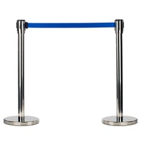 عمود حواجز تنظيم صفوف فضي شريط ازرق