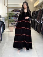 عباية هيم بقماش مخمل كوري طبقات بكلفه عنابي
