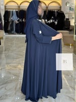 عباية جواهر كلوش بخيط ابيض - كحلي