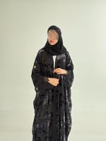 عباية دره بقماش شيفون مخمل مبطن بكريب ملكي موف