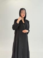 عباية سوارينا بقماش انترنت بتطريز نجوم اسود