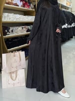 عباية دلع بقماش حرير كوري بفتحة اصبع اسود