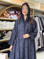 عباية فاديه بقماش كريب اورجنزا كحلي