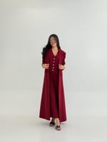 عباية عنقاء | بليزر طقم تركي ثلاث قطع عنابي