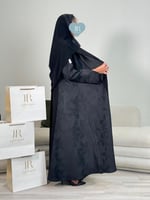 عباية هيون ا كريب كتان - اسود