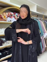 عباية جمانه بقماش كريب الابداع تدخيلات حرير اسود