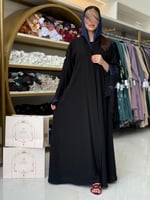 عباية سرور بقماش انترنت تطريز بالكم كحلي